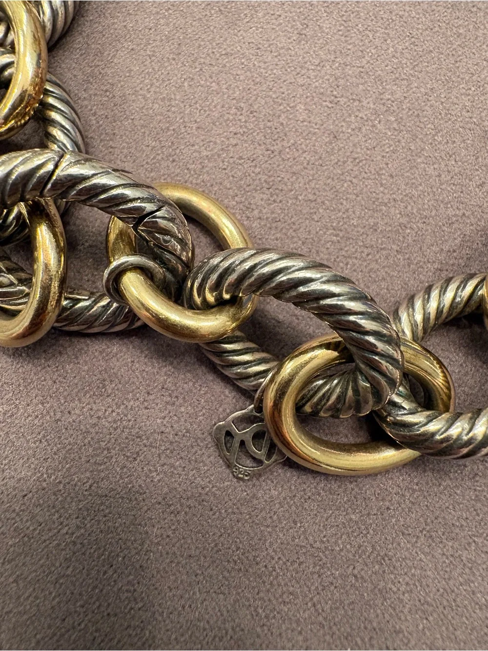 David Yurman 18k Yellow Gold Sterling Silver Oval Link Chain Necklace